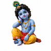 Bal Krishna Sitting | Premium 3D Figure | Mossy Stone Base Collectible