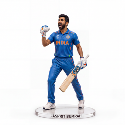 Jasprit Bumrah India Premium 3D Cricket Figure with Bat & Gloves