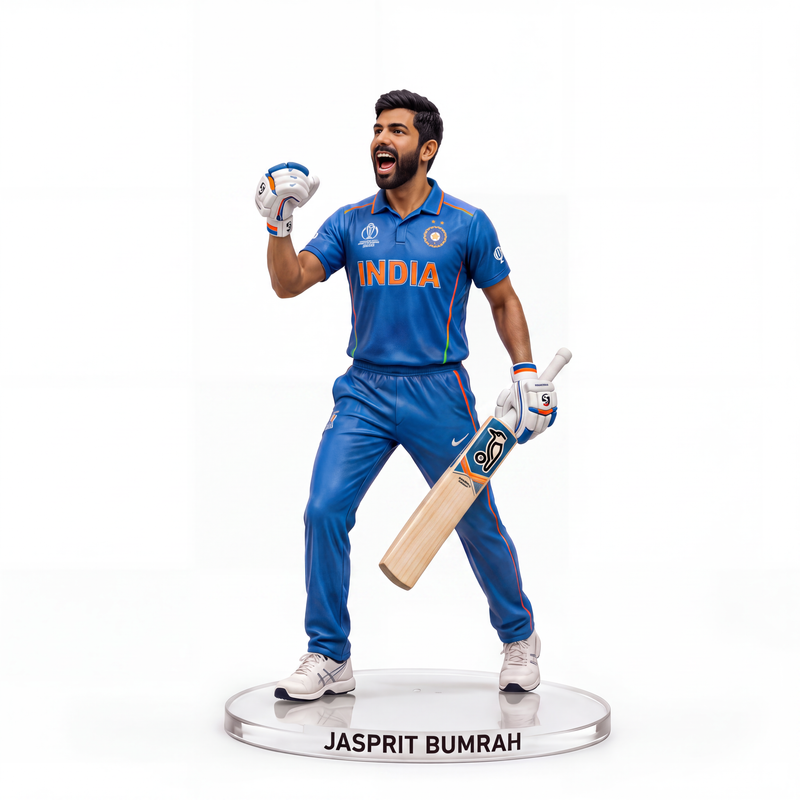 Jasprit Bumrah India Premium 3D Cricket Figure with Bat & Gloves